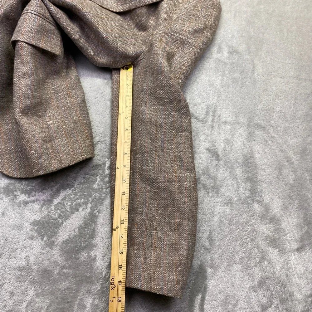 VTG Orvis‎ Mens Herringbone Tweed Blazer Tan Brown Striped Sport Coat 2 Bttn 46R